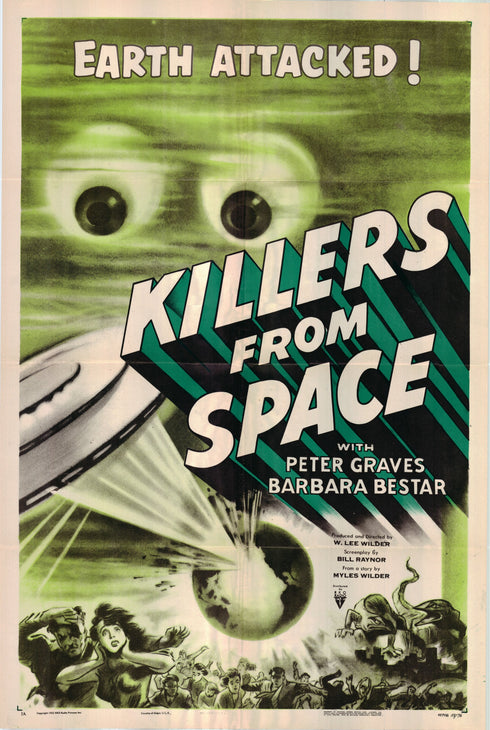 killers from space 1954 one sheet poster folded